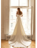 Elegant Ivory Satin Wedding Dress With Detachable Train